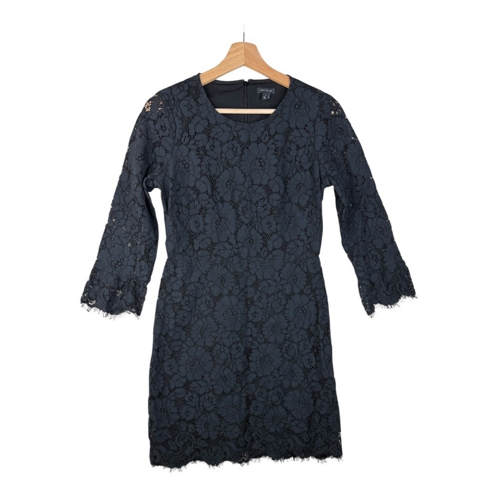 Ann Taylor 3/4 Sleeve Lace Dress size 0 Black